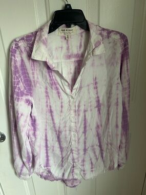Anthropologie Lavender & White Tie-Dye Button-Down Shirt